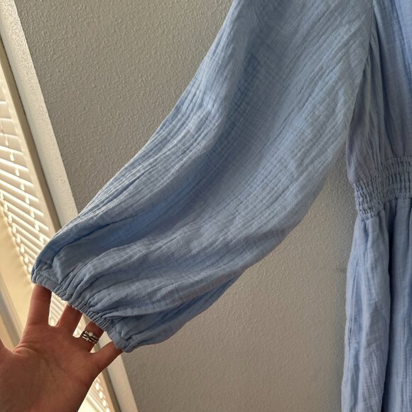 NWT J. Crew V-Neck Midi Maxi Dress Soft Cotton Gauze Large Tall Long LT Blue - Picture 3 of 11